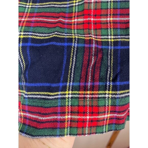 Lands End Plaid Flannel Shirt 12 Blue Preppy Check Old Money Festive Holiday 80s - Picture 5 of 10